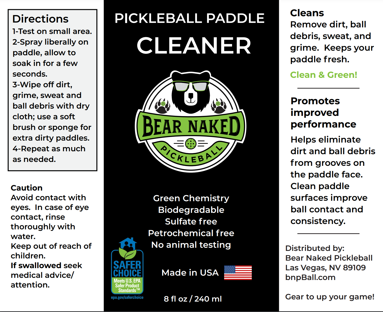 Pickleball Paddle Cleaner - 2oz – Bear Naked Pickleball